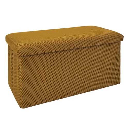 HOME DECO FACTORY, HD0468, Multifunktionale Faltbare Bank im zeitgenössischen Design, praktische Aufbewahrung und Sitzkomfort, ideal für Wohnzimmer oder Schlafzimmer, Gelb, 76 x 38 x 38 cm von HOME DECO FACTORY