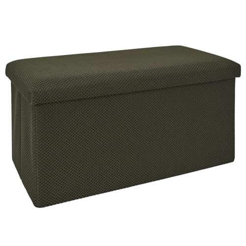 HOME DECO FACTORY, HD0470, Multifunktionale faltbare Banktruhe, elegantes Design zur Aufbewahrung und Sitzgelegenheit, ideal für Wohnzimmer oder Eingangsbereich, Khaki, Größe 76 x 38 x 38 cm von HOME DECO FACTORY