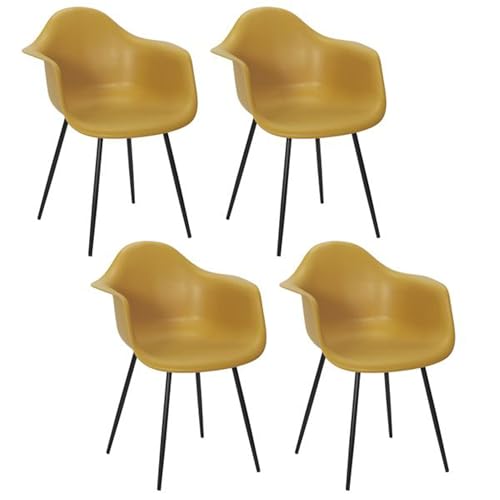 HOME DECO FACTORY, HD0494, Set mit 4 modernen gelben Sesseln, Elegantes und Komfortables Design, perfekt für Wohnzimmer oder Büro, gepolsterter Sitz, pflegeleicht, Größe: 62x85x59 cm, gelb von HOME DECO FACTORY