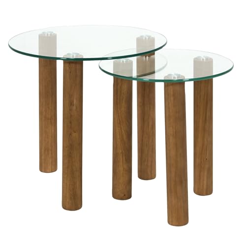 HOME DECO FACTORY, HD0554, Runder Satztisch aus gehärtetem Glas, modernes und Elegantes Design, ideal zur Raumoptimierung, pflegeleicht, Maße 50x50 cm, braune Farbe HOME DECO FACTORY, HD0554, Runder Satztisch aus gehärtetem Glas, modernes und Elegantes Design, ideal zur Raumoptimierung, pflegeleicht, Maße 50x50 cm, braune Farbe von HOME DECO FACTORY
