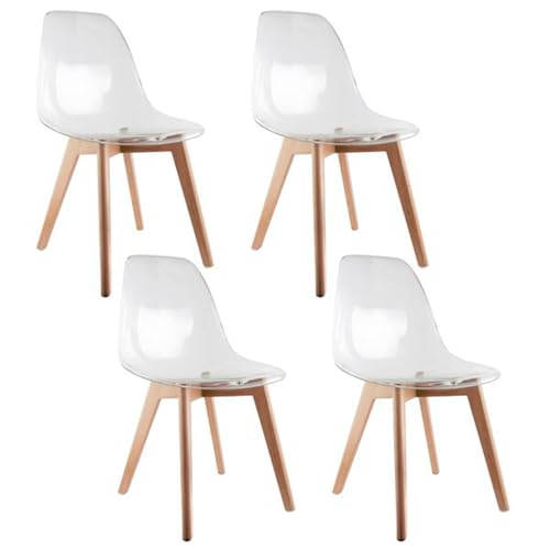 HOME DECO FACTORY, HD30871, Set mit 2 skandinavischen transparenten Stühlen, Möbel, Sitz, Tischsessel, 45 x 83,6 x 52,3 cm, Sitzhöhe 46,4 cm, transparentes Weiß von HOME DECO FACTORY