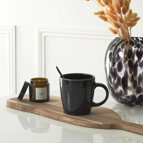 HOME DECO FACTORY, KA0138, Black Mug with Gold Trim 40Cl - Durable Porcelain, Elegant Design, Ergonomic Comfort, Ideal for Coffee, Tea or Desserts - Size 40Cl, Black/Gold Color von HOME DECO FACTORY