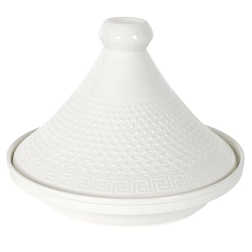 HOME DECO FACTORY, KA0280, Ceramic Presentation Tagine 25.5 cm - Elegant Cooking Utensil and Serving Accessory, Ideal for Meats and Vegetables, White von HOME DECO FACTORY
