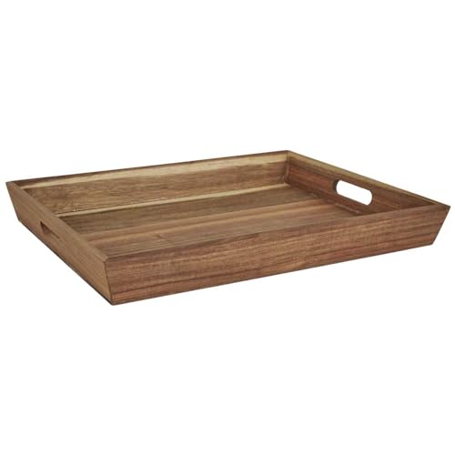 HOME DECO FACTORY, KA0320, Acacia Tray with Integrated Handles, Ideal for Serving Meals and Drinks, Elegant and Practical Design, Dimensions 42x33 cm, Natural Color von HOME DECO FACTORY