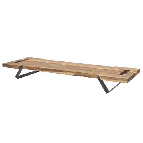 Home Deco Factory, KA0322, Acacia Presentation Board with Black Metal Feet, Ideal for Aperitifs and Tapas, Elegant and Durable, 55 cm, Brown and Black von HOME DECO FACTORY