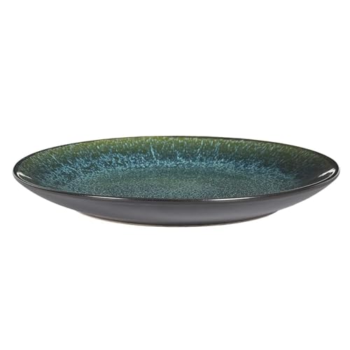 HOME DECO FACTORY, KA0432, Elegant Ceramic Plate, modern and Refined Design, ideal for All Occasions, Easy to clean, Diameter 195 cm, Green and Black Color von HOME DECO FACTORY