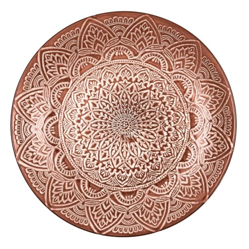 HOME DECO FACTORY, KA0459, Sahara Terracotta Plate D27 cm - Design Inspired by Desert Landscapes, in Durable Terracotta, ideal for All Your Dishes - Red von HOME DECO FACTORY