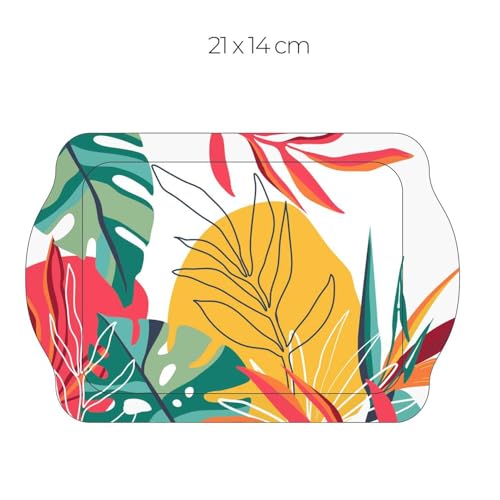 HOME DECO FACTORY, KA0463, Exotic Paradise Tray 21x14 cm, Colorful and Vibrant Design, ideal for appetizers and Desserts, Reusable and Easy to clean, Multicolor von HOME DECO FACTORY