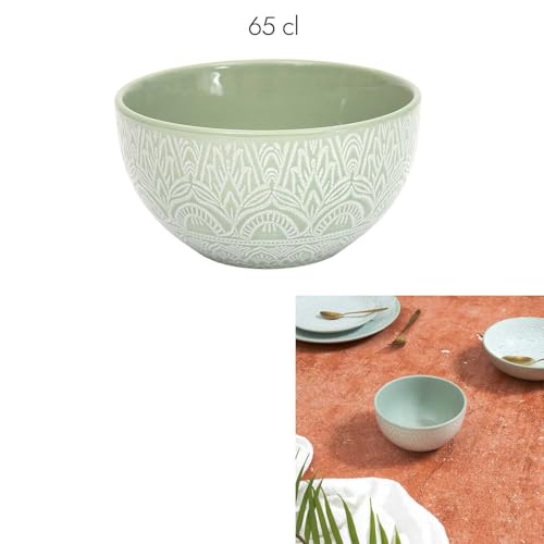 HOME DECO FACTORY, KA0474, Sahara Green Bowl 65 cl in Ceramic, modern and elegant Design, ideal for soups and Salads, Easy to clean, Occasions - Green 65 cl von HOME DECO FACTORY