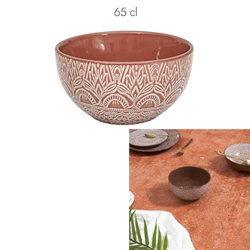 HOME DECO FACTORY, KA0476, Sahara Terracotta Bowl 65Cl - Unique Design Inspired by Desert Landscapes, ideal for soups and Salads, Easy Maintenance, red Color, Size 65 cl von HOME DECO FACTORY