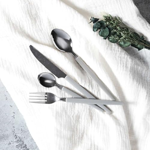 HOME DECO FACTORY, KA0520, 16-Piece Cutlery Set in Stainless Steel, modern and elegant Design, ideal for All Meals, Easy to Maintain, Dishwasher Safe, Gray von HOME DECO FACTORY