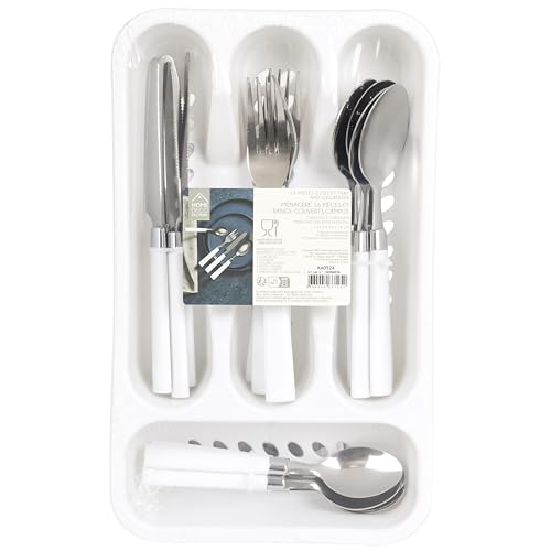 HOME DECO FACTORY, KA0524, 16-piece stainless steel cutlery set, modern and elegant design, easy to maintain, ideal for all occasions - White, Size: Standard von HOME DECO FACTORY