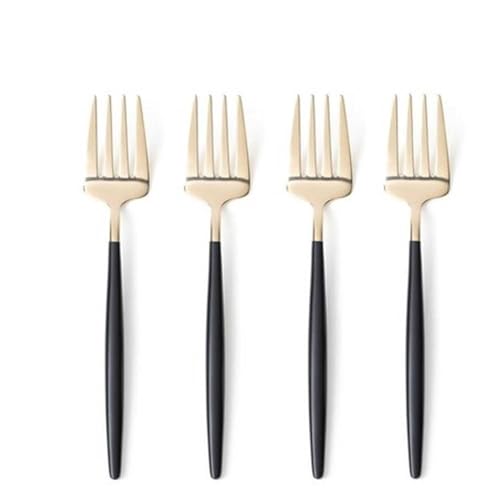 HOME DECO FACTORY, KA0527, Quartet of elegant Stainless Steel Dessert Forks, modern and chic Design, Occasions, Size: 20 cm, Color: Black von HOME DECO FACTORY