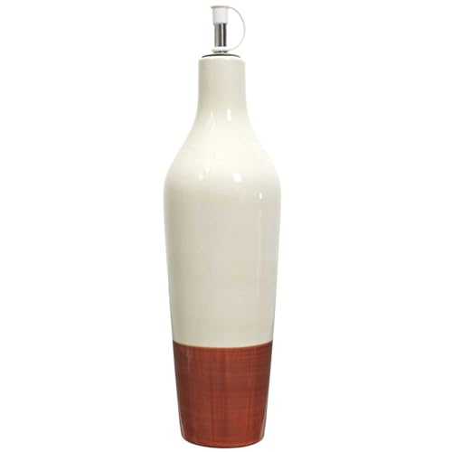 HOME DECO FACTORY, KA0540, Elegant Two-Tone Ceramic Oil Bottle for Oils and vinegars, Capacity 670 ml, modern and Practical Design, ideal for The Kitchen and Table, Orange, White von HOME DECO FACTORY