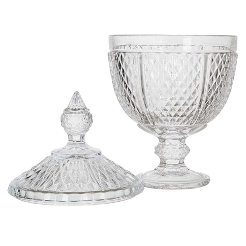 HOME DECO FACTORY, KA0543, Designer Candy Box in transparent Glass, Diamond Shape, ideal for Candies and Decorative Objects, Height 31 cm, transparent Color, Assorted Design von HOME DECO FACTORY