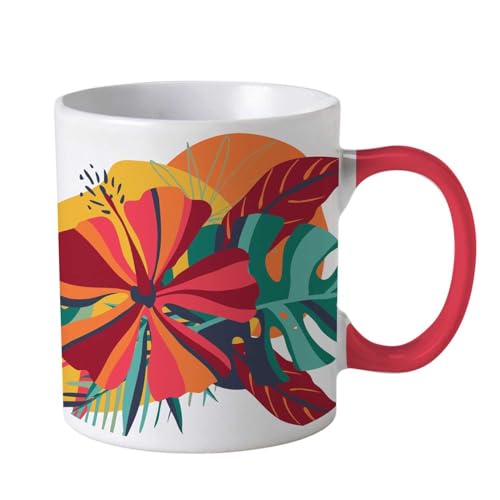 HOME DECO FACTORY, KA0593, Exotic Paradise Mug 30Cl in Ceramic, Colorful and Vibrant Design, ideal for hot and Cold Drinks, Easy to Maintain, Dishwasher Safe, White Multicolor von HOME DECO FACTORY