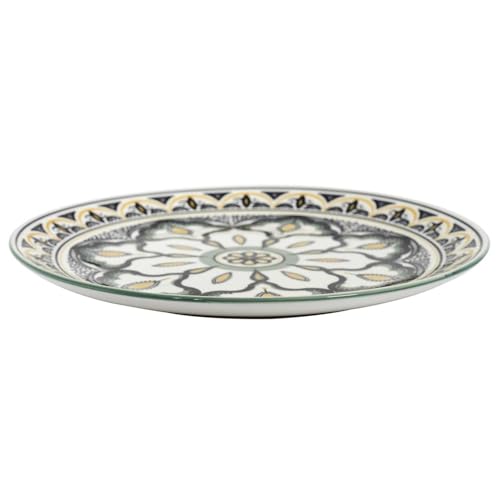 HOME DECO FACTORY, KA5580, Green Mandala Plate D26 cm - Unique Artistic Design, ideal for All Your Meals, Durable and Easy to Maintain, Perfect to Enhance Your Table - Green 26 cm von HOME DECO FACTORY