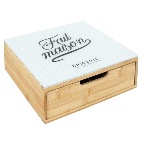 HOME DECO FACTORY, KA5953, Capsule Holder Drawer in Wood and Glass, Organized Storage for Coffee and Tea, Modern Design, Easy to Maintain, Dimensions 30x10x30 cm, Brown and White Color HOME DECO FACTORY, KA5953, Capsule Holder Drawer in Wood and Glass, Organized Storage for Coffee and Tea, Modern Design, Easy to Maintain, Dimensions 30x10x30 cm, Brown and White Color von HOME DECO FACTORY