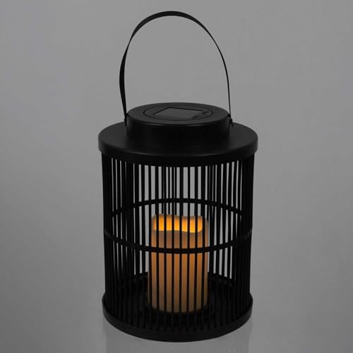HOME DECO FACTORY, LAO0192, Candle Effect Solar Lantern H25 cm, Elegant and Weather-Resistant Outdoor Lighting, Ideal for Garden and Terrace, Black von HOME DECO FACTORY