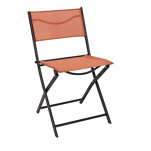 HOME DECO FACTORY, Set mit 4 klappbaren Gartenstühlen aus Stahl Elba, Polyester, klappbarer Gartenstuhl aus Stahl und Textil – für Camping, Garten, Balkon, Terrasse – Segeltuch, Terrakotta von HOME DECO FACTORY