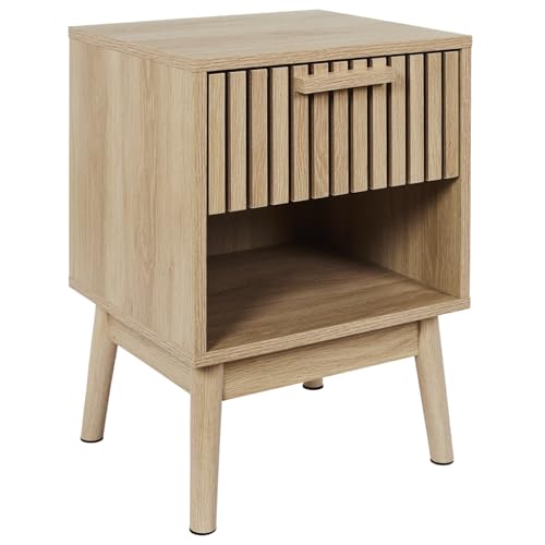 HOME DECO FACTORY - HD0205 – Nachttisch Klaus, Schlafzimmer, Nachttisch, Braun von HOME DECO FACTORY