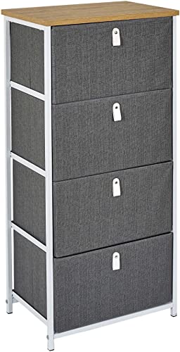 HOME DECO FACTORY HD7173 Aufbewahrungsschrank mit 4 Schubladen, praktisch, Metall, Holz – Weiß – Grau, 45x93x30 cm von HOME DECO FACTORY