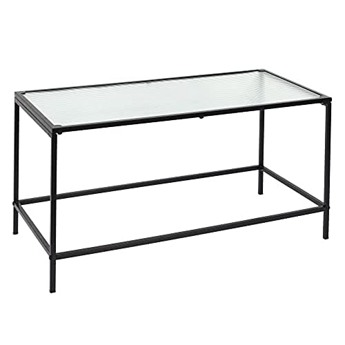 HOME DECO FACTORY HD7193 MESA Auxiliar 80x40 H.40 cm, Polyester, Schwarz/Glas, 80x40x40 cm von HOME DECO FACTORY