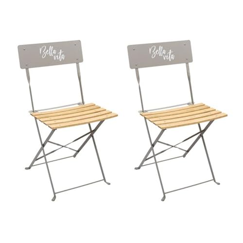HOME DECO FACTORY - HD7247 – Set mit 2 Klappstühlen Bella Vita Taupe Sitzfläche für den Außenbereich von HOME DECO FACTORY