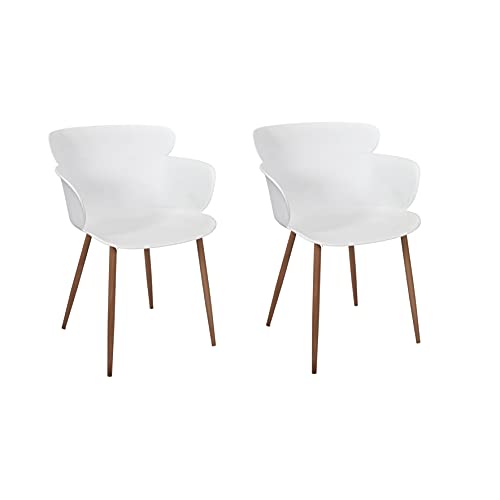 HOME DECO FACTORY HD7298 – Set mit 2 Sesseln in skandinavischem Sitz, Sessel, Wohnzimmer, Esszimmer – kontrastierende Füße, Metall, Weiß – Holz, 62x82x54cm von HOME DECO FACTORY