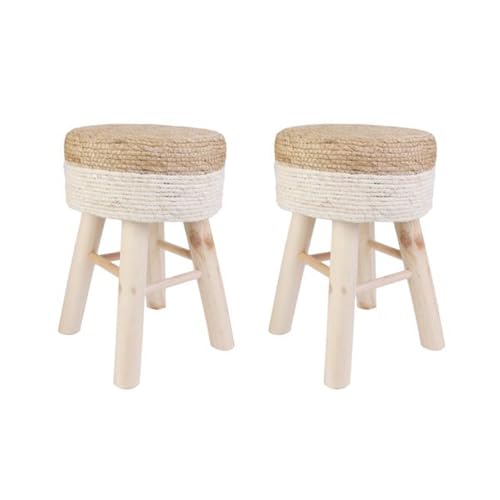 HOME DECO FACTORY Hocker Blue Lagoon, Kiefer/Polyester/Sperrholz, 29cm x 29cm x 43cm, Beige von HOME DECO FACTORY