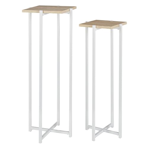 HOME DECO FACTORY Home Deco FACTORY-HD0051-Sellette Blanc Entrée, Salon Loka X2 Sitz, Eingangsbereich, Wohnzimmer, Holz, Weiß/Braun, 30x82x30 von HOME DECO FACTORY