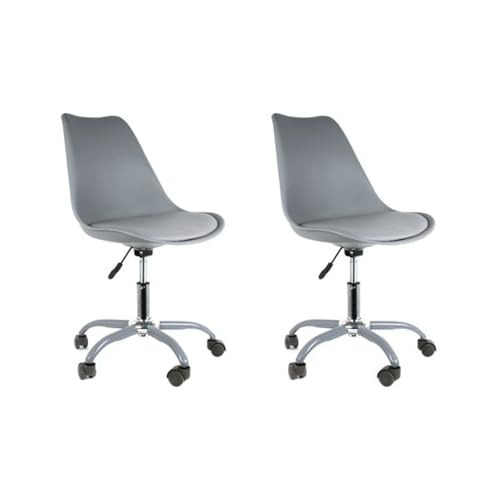 HOME DECO FACTORY Stuhl mit Rollen, Büro, Design Kiruna, Grau, 46,5 x 58,5 x 80/92 cm von HOME DECO FACTORY