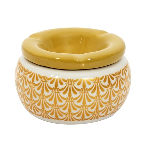 HOME DECO FACTORY, TB1049, Aschenbecher Marokkaner D8cm, Design und Ultra-praktisch, Dieser Aschenbecher in orientalischem Stil in Weiß und Gold hat Alles um Ihnen zu gefallen! von HOME DECO FACTORY