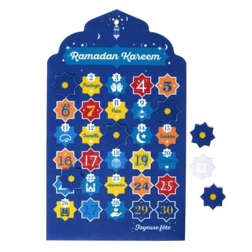 HOME DECO FACTORY, HD0036, 30 Day Ramadan Calendar 28x50 cm - Colorful and modern Festive Decoration, Reusable, ideal for The Home or as a Gift - Blue von HOME DECO FACTORY