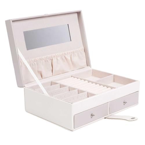 HOME DECO FACTORY, HD0043, Elegant Jewelry Box with Several compartments for Organized Storage, optimal Protection and modern Design, ideal for Dressing Table -, White/Pink von HOME DECO FACTORY