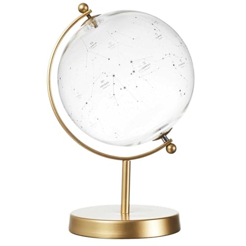 HOME DECO FACTORY, HD0093, Decorative Glass Globe with Constellations, elegant Decorative Object for modern or Classic Interior, Perfect for Shelf or Desk, Transparent, Gold, 20 cm von HOME DECO FACTORY