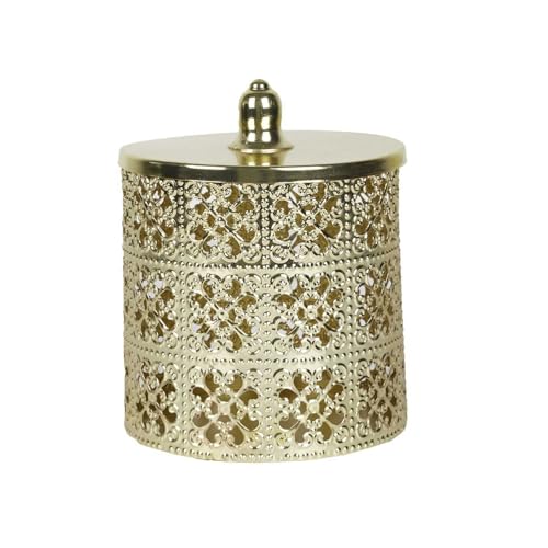 HOME DECO FACTORY, HD0234, Golden Decorative Box with lid, elegant Storage for Jewelry and Souvenirs, Refined Design in Durable Metal, Dimensions H13.5 cm, Gold Color von HOME DECO FACTORY