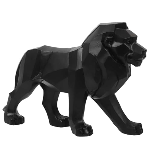 HOME DECO FACTORY, HD1338, Black Origami Lion - Decorative Polyresin Statue - Modern and Elegant Design for Interior - Dimensions: 22 x 36 x 12 cm - Color: Black von HOME DECO FACTORY
