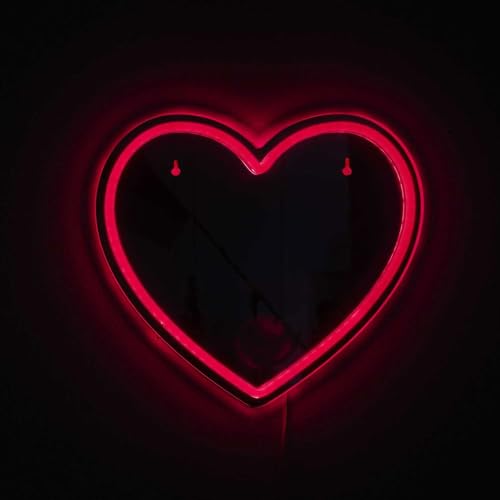 HOME DECO FACTORY, LA0079, Neon Heart LED Mirror, Modern Decorative Lighting, Romantic Design, ideal for Living Room or Bedroom, Easy Installation, Customizable ambiance, Red, 60x40 cm von HOME DECO FACTORY
