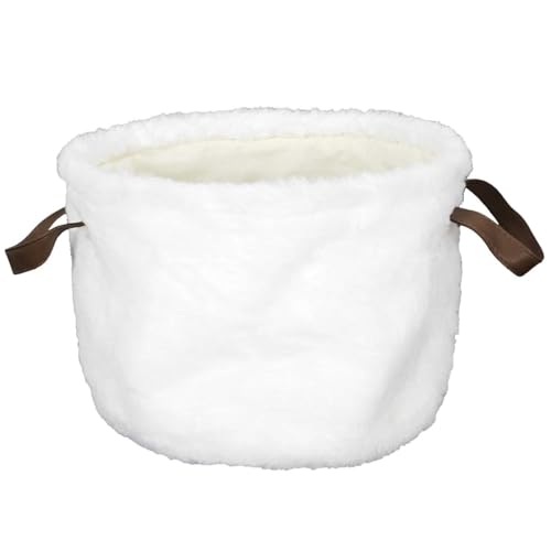 HOME DECO FACTORY, RG9332, Fur Effect Cotton Basket with Handles, ideal for Storage and Decoration, Light and Practical for All Spaces, one Size, White and Black von HOME DECO FACTORY
