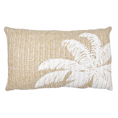 HOME DECO FACTORY, TX0295, Removable Palm Tree Motif Cushion 30x50 cm, Interior Textile, Tropical Design, optimal Comfort, Easy Maintenance, Brown and White Colors von HOME DECO FACTORY