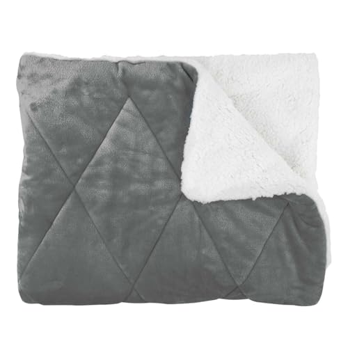 HOME DECO FACTORY. TX91571. Flanell Sherpa Überwurf. Weich und Elegant. Ideal für Doppelbett oder Sofa. Komfort und Stil. Pflegeleicht. 220x240 cm. Grau von HOME DECO FACTORY