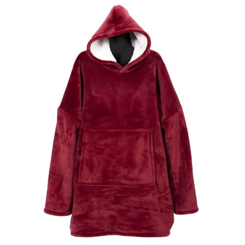 HOME DECO FACTORY, TX91681, Red Sherpa Inner Hoodie, Ultimate Comfort, Modern Style, Versatile as a Throw or Throw, Easy to Care for, 85 x 118 cm, Red von HOME DECO FACTORY