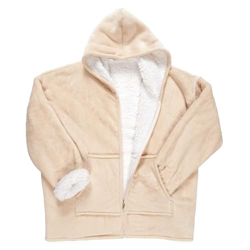 HOME DECO FACTORY, TX9431, Beige Hooded Sweatshirt with Interior Closure, Practical Pockets, Optimal Comfort and Modern Style, Ideal for All Occasions - Size M, Beige Color von HOME DECO FACTORY
