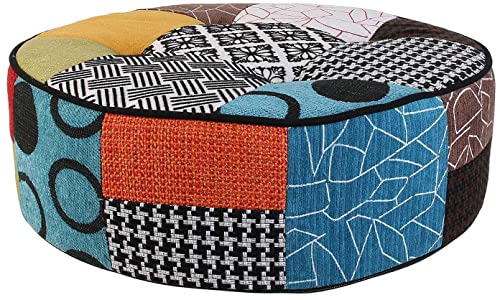 Home Deco Factory Rund Patchwork, Polyester, 50cm x 50cm x 16cm, Mehrfarbig M von Home Deco Factory