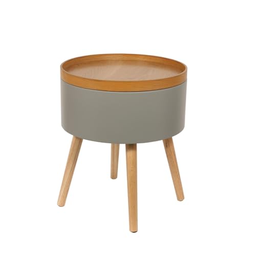 THE HOME DECO FACTORY Mesa Auxiliar baúl Redondo Gris, Bois-MDF, 38 x 49 x 38 cm von HOME DECO FACTORY