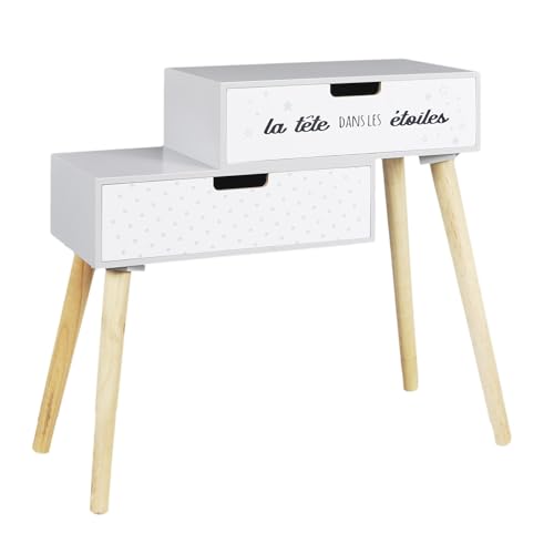 HOME DECO KIDS Nachttisch mit den Sternen für Kinder, Schlafzimmer, Möbeldekoration, PIN, Holz, Hellgrau, Schwarz, 55 x 22 x 51,5 cm HOME DECO KIDS Nachttisch mit den Sternen für Kinder, Schlafzimmer, Möbeldekoration, PIN, Holz, Hellgrau, Schwarz, 55 x 22 x 51,5 cm von HOME DECO KIDS