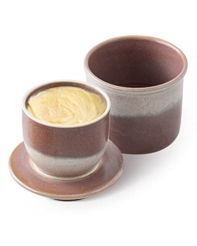 HOME DECOR Keramik Butterdose, französische Butterdose, butterglocke mit Deckel, für frische und streichfähige Butter - Milchkaffee von HOME DECOR