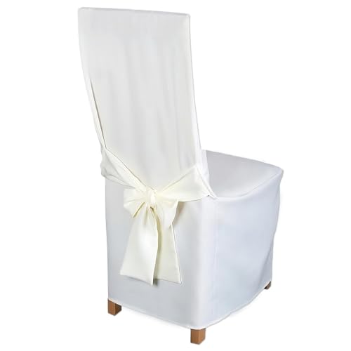 HOME DEKO Stuhlhussen mit Schleife, Universal-Sitzbezüge zum Schonen von Stühlen für Wohnzimmer, Esszimmer oder Küche, Perfekt für Anlässe Aller Art, Hellbeige, 6 Stück von HOME DEKO