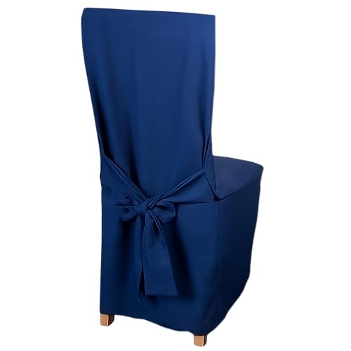 HOME DEKO Stuhlhussen mit Schleife, Universal-Sitzbezüge zum Schonen von Stühlen für Wohnzimmer, Esszimmer oder Küche, Perfekt für Anlässe Aller Art, Marineblau, 6 Stück von HOME DEKO